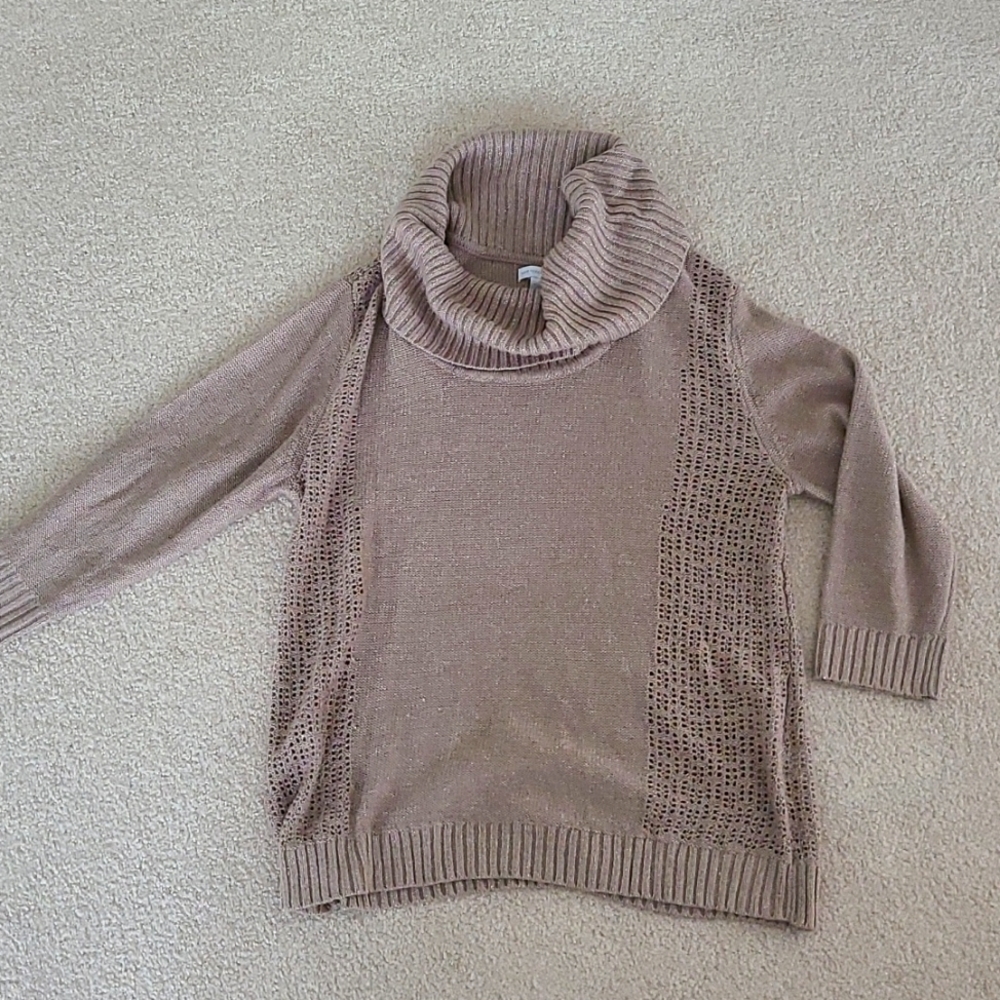 NY and Company Cowlneck Sweater with Gold Metallic Thread Medium